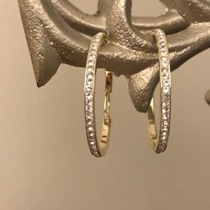 GOLD AND GENUINE SWAROVSKI CRYSTAL HOOPS